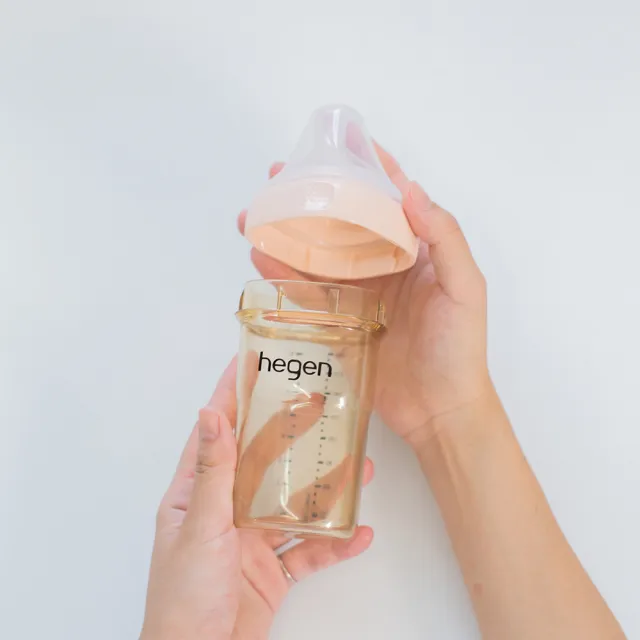 【hegen】總代理｜PCTO™金色奇蹟PPSU多功能方圓型寬口奶瓶 240ml 雙瓶組(嫣粉/沁藍/漾紫/柔褐楓)
