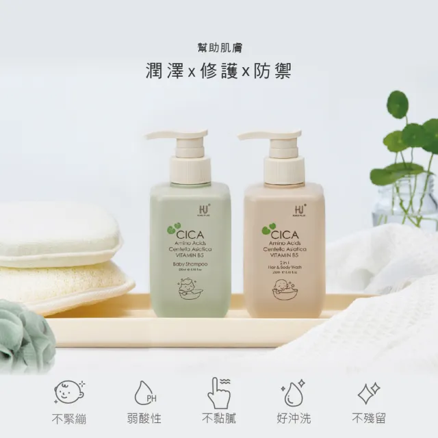 【KU.KU. 酷咕鴨】KUKU PLUS舒敏積雪草寶寶沐浴禮盒(彌月禮盒)