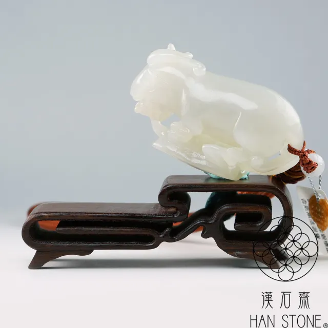 【漢石齋】天然和田玉 貔貅玄武玉佩小手把件 白玉(32*57*22mm)