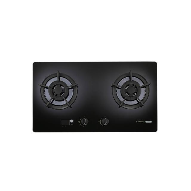 SAKURA櫻花牌 G-262 雙口瓦斯爐，採用耐熱強化玻璃爐臺與鑄鐵爐頭，臺灣原廠製造，提供傳統外擴火焰設計與電子連續點火，適合天然氣與桶裝瓦斯使用。能源效率第二級，瓦斯消耗量8~9kW，機體尺寸含爐架775x520x130mm，挖孔尺寸728x468mm R113，標準安裝保固1年，BSMI許可R51085，安全高效的廚房必備選擇。