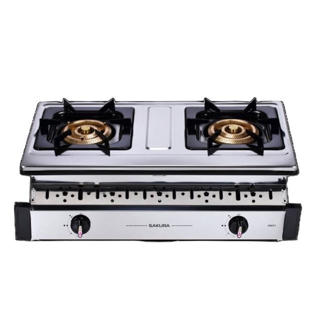  SAKURA櫻花牌 G-6611SN 雙口瓦斯爐，採用不鏽鋼爐臺與傳統外擴火焰爐頭設計，提供穩定加熱與高效燃燒，瓦斯消耗量10~11kW，電子連續點火方便操作。產地其他國家，保固1年，標準安裝適用居家廚房，提升烹飪效率，適合日常使用，是可靠的瓦斯爐選擇。 