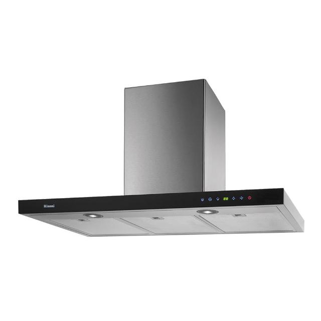 Rinnai 林內 RH-9621 倒T式排油煙機，採用不鏽鋼材質打造，電子式按鍵操作簡便，具5段以上風量調整，適合各種廚房空間。機體尺寸896×520-960×507mm，適用110V/60Hz電壓，保固1年，BSMI許可R51114，標準安裝，提供高效抽油煙解決方案，讓烹飪更舒適。