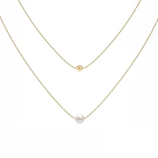 【ALUXE 亞立詩】10K金 天然淡水珍珠 珍珠項鍊 金球 珍愛系列 Be True NN0132(珍愛系列 Be True)