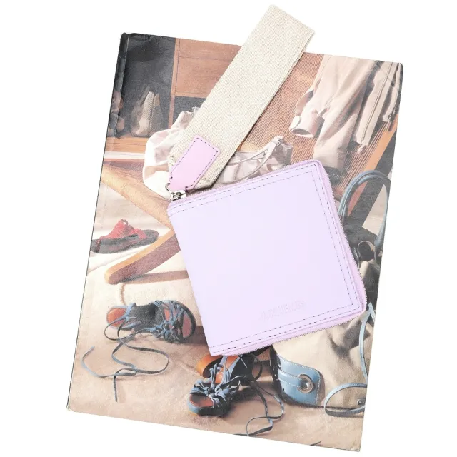 【JACQUEMUS】Le Carre Rond 滑面牛皮拉鍊短夾-粉紫色 南法小眾精品