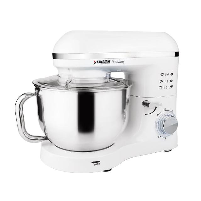 山崎 SK-9990SP 家用攪拌機主體，5.1-6L大容量設計，適閤家庭烘焙與料理。601W~800W強勁馬達，搭配304不鏽鋼特製攪麵勾、人字攪拌棒、打蛋棒及攪拌桶，操作簡單安全。附投料口透明蓋，1年保固，專業級家用廚房神器，提升烘焙樂趣！