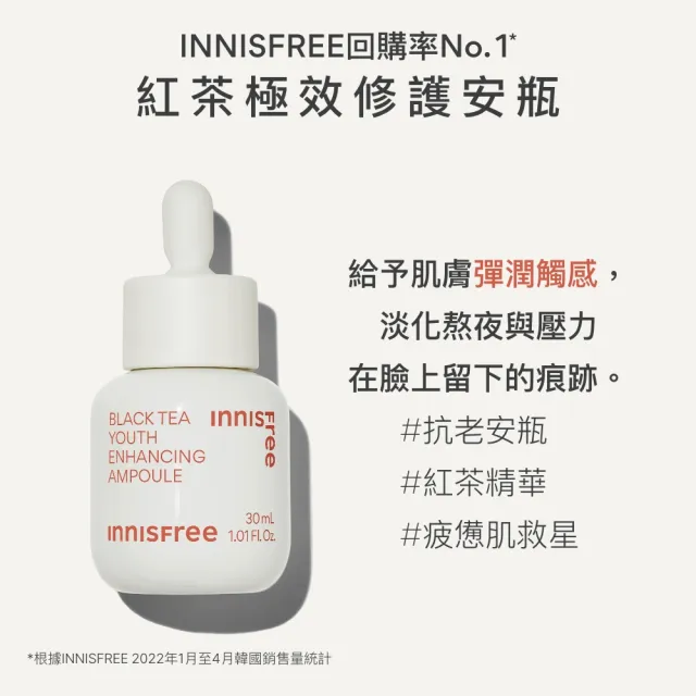 【innisfree】紅茶極效修護安瓶150ml富翁組(抗老緊緻)