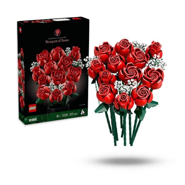 【LEGO 樂高】Botanicals 10328 玫瑰花束(居家擺飾 禮物 花藝 手工藝 送禮推薦)
