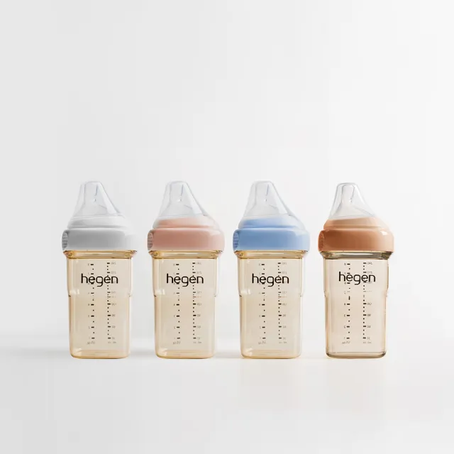【hegen】總代理｜PCTO™金色奇蹟PPSU多功能方圓型寬口奶瓶 330ml 雙瓶組(嫣粉/沁藍/漾紫/柔褐楓)