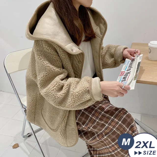 【LANNI 藍尼】★簡約毛毛寬鬆修身連帽長袖外套(長袖外套/連帽外套)