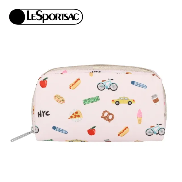 【Lesportsac】Rectangular Cosmetic 長形化妝包 收納包 女包(紐約城市插畫)