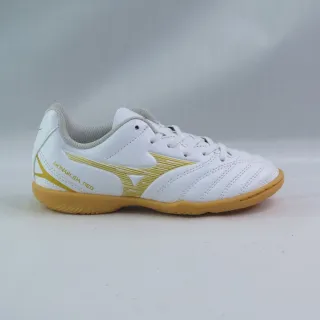 【MIZUNO 美津濃】MONARCIDA NEO III 中大童足球鞋 平底 3E楦 (P1GG262550 白x金)