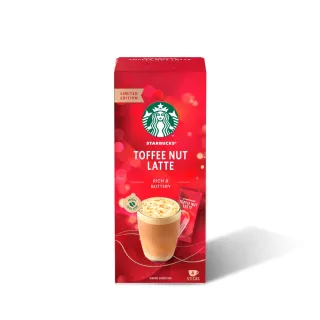 即期品【STARBUCKS 星巴克】特選系列-太妃核果拿鐵4入/盒(效期以外包裝為主)