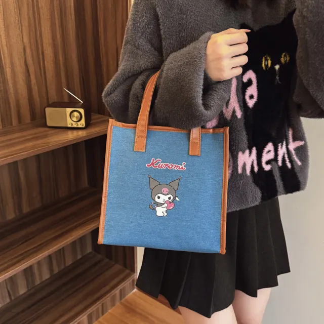 【SANRIO 三麗鷗】可愛大圖案造型單寧手提袋-酷洛米/大耳狗/美樂蒂/凱蒂貓(手提包)