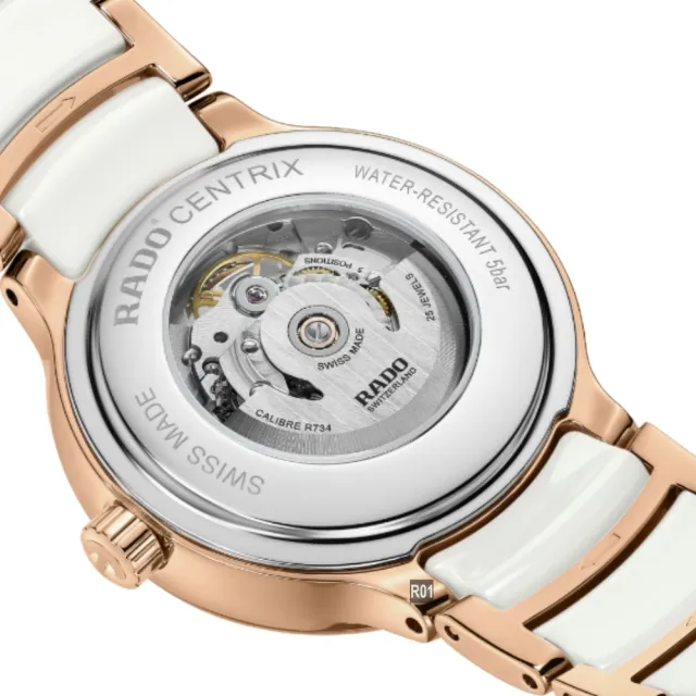 【Rado 雷達表】限定款 Centrix晶萃鏤空機械 白陶瓷98顆真鑽鵲橋35㎜ R01(R30029932)