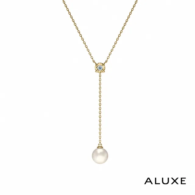 【ALUXE 亞立詩】天然淡水珍珠 7-7.5mm 10K金 閃耀鑽石珍珠垂墜項鍊(珍愛系列 Be shining NN0223)