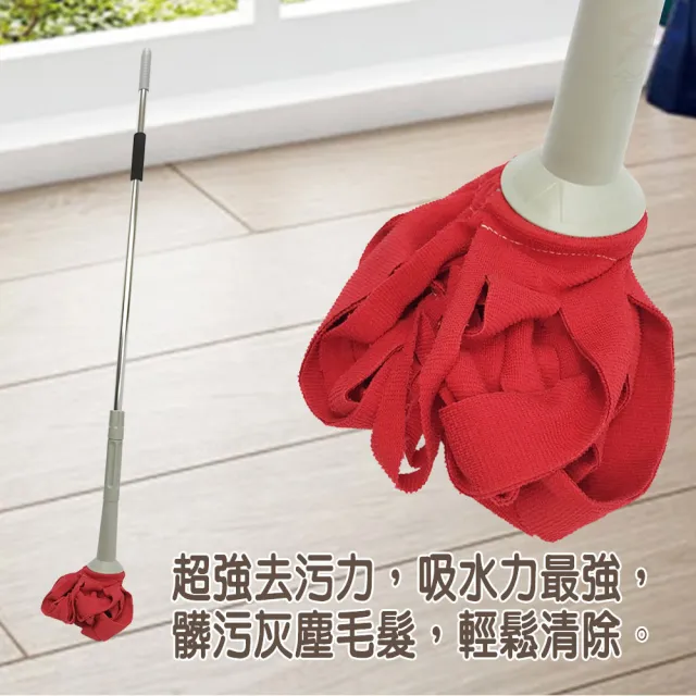 【金德恩】一支 自擰式乾溼兩用旋轉拖把(132公分 隨機色 乾溼拖把 兩用拖把 旋轉 拖把 旋轉拖把)