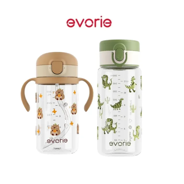 【Evorie】Tritan兒童水杯2入組(300mL380mL)微笑水杯