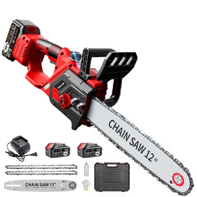 【Ogula 小倉】電鏈鋸 無刷12寸鏈鋸機 3980W工業級20000M兩電 電量顯示(電動鋸子/伐木機/鋰電鋸)