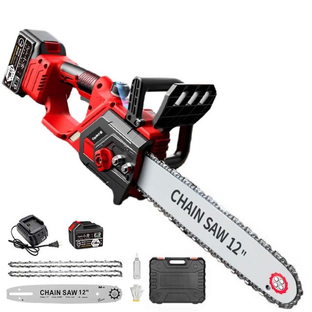 【Ogula 小倉】電鏈鋸 無刷12寸鏈鋸機 3980W工業級25000M一電 電量顯示(電動鋸子/伐木機/鋰電鋸)