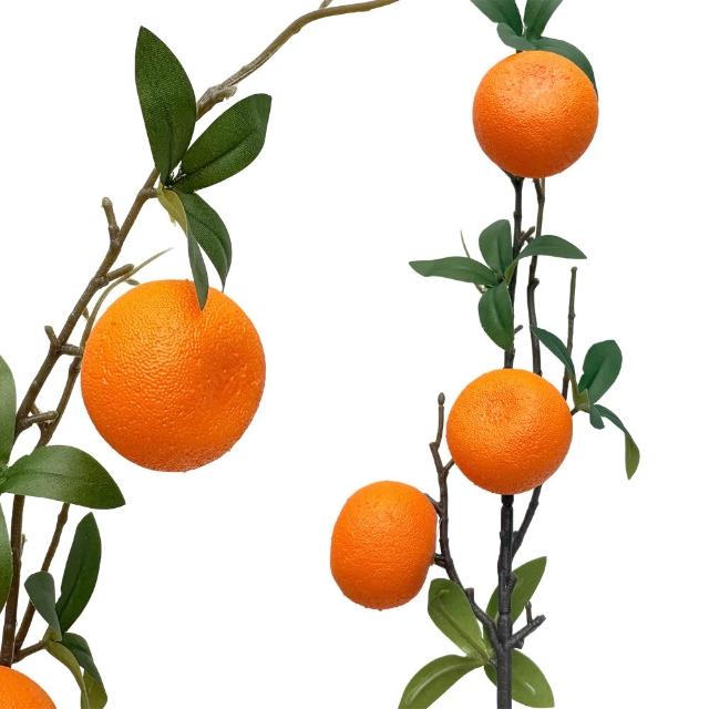 【六分埔禮品】招財仿真橘綠葉插枝(春節擺飾過年新年裝飾佈置仿真橘子大吉大利花插花材料)