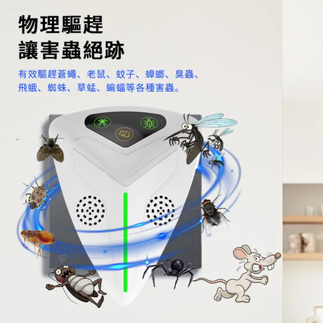 【UMIS】超音波三角驅鼠器 雙喇叭變頻驅鼠神器 滅鼠器 老鼠剋星 無死角無毒無味 四檔調節 滅蚊驅蟲驅蟑60坪