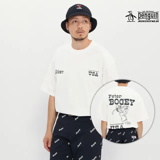 【Munsingwear】企鵝牌 男款白色 背面BOGEYMAN大圖案短袖T恤 MGXP2503