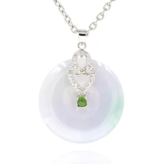【喜緣玉品】天然翡翠玉石 春帶彩 平安扣項鍊(福在眼前)