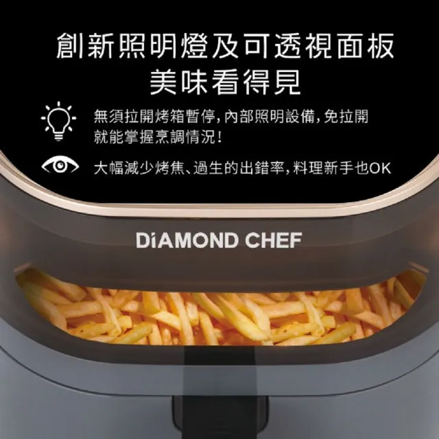 【DIAMOND CHEF】智能觸控可透視氣炸鍋4.5L(氣炸烤箱/3色可選)