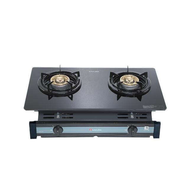 SAKURA櫻花牌 G-6500 SAKURA櫻花牌 G-6500系列雙口瓦斯爐,採用耐熱強化玻璃爐臺與雙炫火爐頭設計,壓電式自動點火方便操作。臺灣製造,能源效率第三級,瓦斯消耗量9~10kW,適合天然瓦斯(NG1)或液化瓦斯(LPG)使用。機體尺寸750 x 450 x 228 mm(含爐架),挖孔尺寸670 x 325 mm,BSMI認證R51085,保固1年,標準安裝。