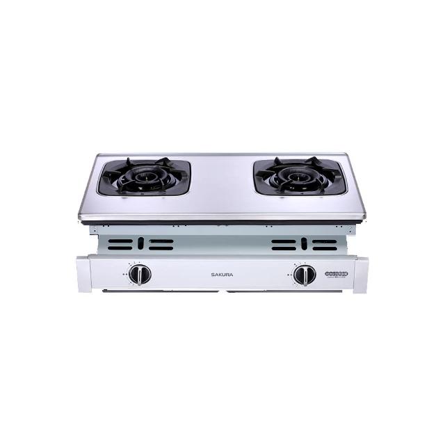  SAKURA櫻花牌 G-6900 雙口瓦斯爐，採用不鏽鋼爐臺與鑄鐵爐頭，堅固耐用。雙炫火爐頭設計，提供均勻加熱效率，高達9~10kW瓦斯消耗量。第一級能源效率，節能環保。壓電式自動點火，操作簡便安全。機體尺寸(含爐架)705 x 450 x 235 mm，適合標準廚房安裝。支援天然瓦斯(NG1)與液化瓦斯(LPG)，BSMI許可字號R51085，全機1年保固。理想家用廚具選擇，提升烹飪體驗。 