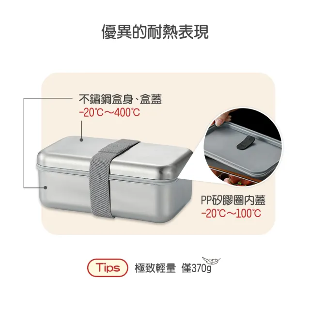 【MASIONS 美心】Deluxe Capso 可微波頂級不鏽鋼防漏分層分隔保鮮便當盒(950ml)