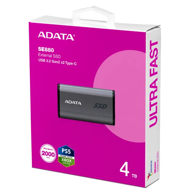 【ADATA 威剛】Elite SE880 1TB 外接式固態硬碟 鈦灰