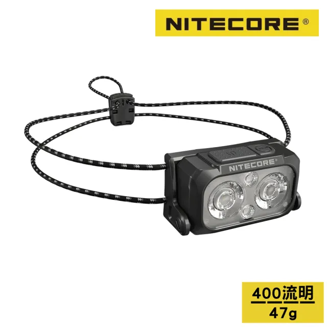 【NITECORE】輕量多色溫戶外頭燈-彈力繩 黑色／400流明 NU25 MCT UL