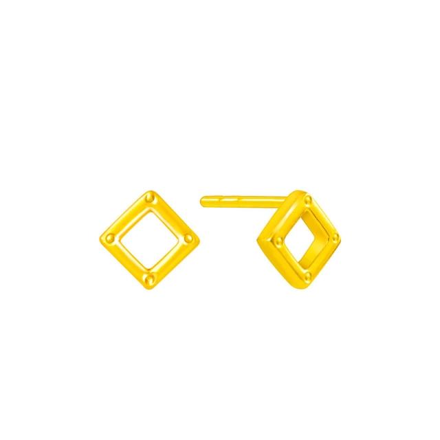 【Just Gold 鎮金店】鏤空方格 黃金耳環 (網路限定)