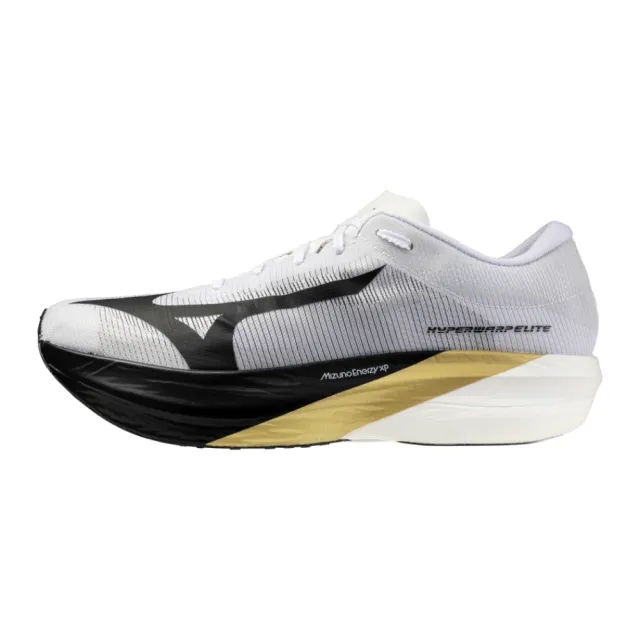 【MIZUNO 美津濃】HYPERWARP ELITE 男款 馬拉松鞋 路跑鞋 J1GC267301 白 黑 金 碳纖維板 競速 摺紙系列