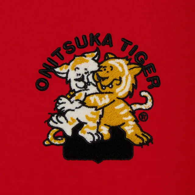 【Onitsuka Tiger】鬼塚虎-紅色童趣老虎刺繡 LOGO 短袖上衣(2183B613-600)