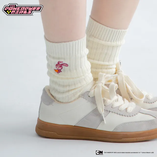 【FOOTER】飛天小女警-針織堆堆襪-花花款(PPG05-象牙白)