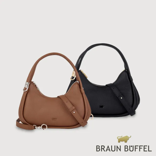 【BRAUN BUFFEL 德國小金牛】波 大肩包-多色任選(BF870-52-BK/BRA) 女包送禮推薦