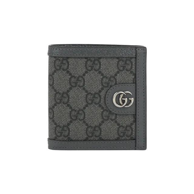 【GUCCI 古馳】Ophidia GG Supreme 短版對開6卡短夾(灰色)
