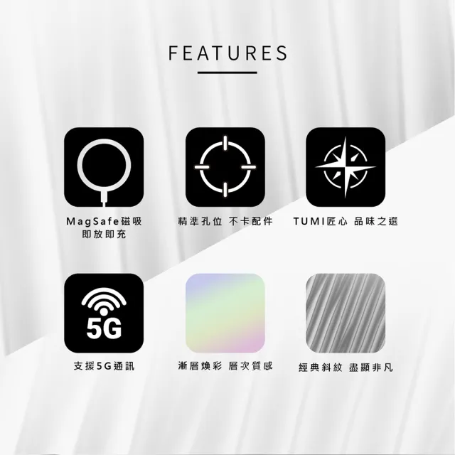 【TUMI】透明煥彩斜紋MAGSAFE手機殼 iPhone 16系列