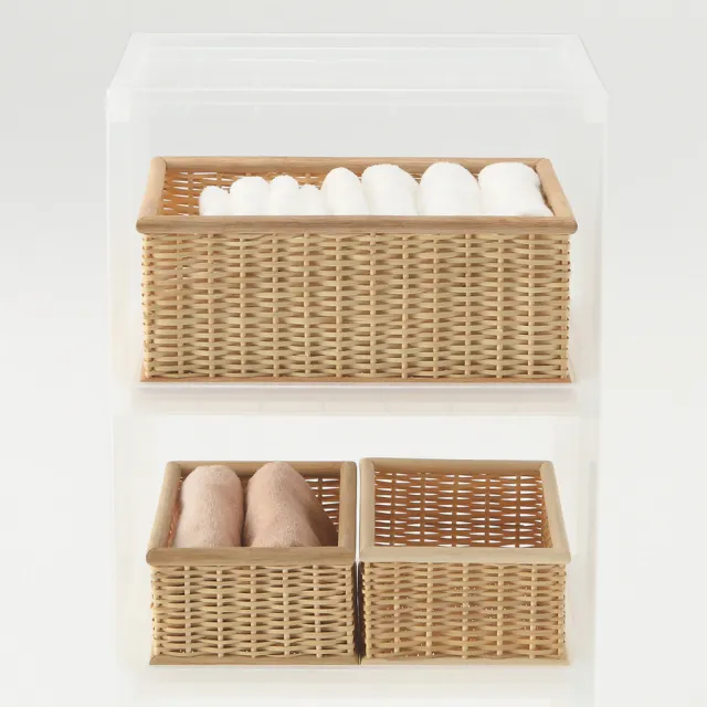 【MUJI 無印良品】PP組合箱/3段/附輪子 整體：約寬29×深41.5×高83cm　內寸：約寬26×深37×高22cm