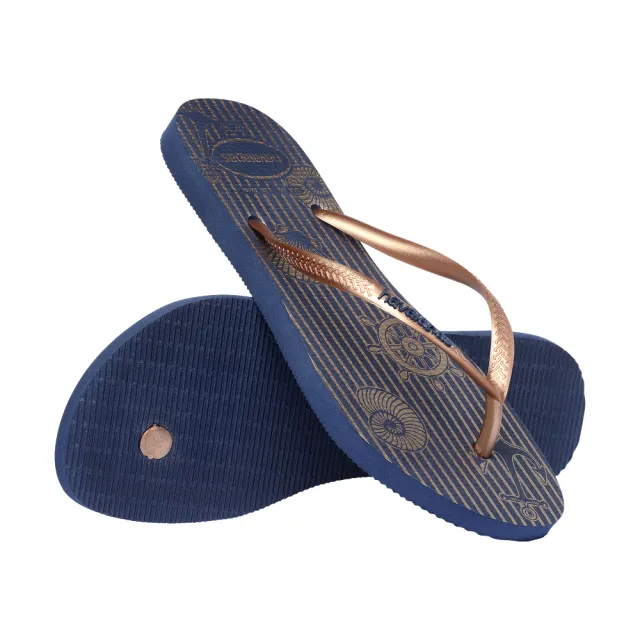 【havaianas 哈瓦仕】拖鞋 女鞋 夾腳拖 航海 錨點 Slim Nautical 玫瑰金 4137125-2356W (哈瓦士)