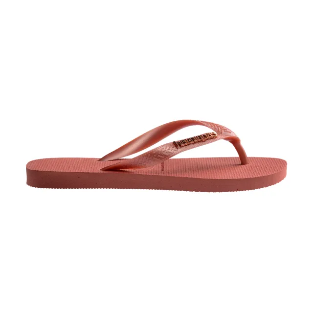 【havaianas 哈瓦仕】拖鞋 男鞋 女鞋 夾腳拖 金屬LOGO 素色 Top Logo Metallic 咖啡色 4127244-1121U