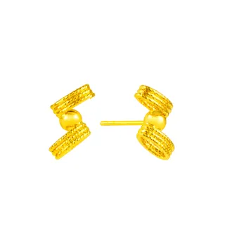【Just Gold 鎮金店】金織圓語 黃金耳環 (網路限定/新品上市)