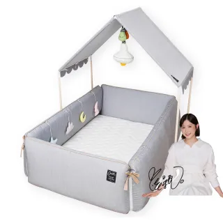 【gunite】多功能第三代落地式沙發嬰兒陪睡床0-6歲+屋頂組(北歐灰)