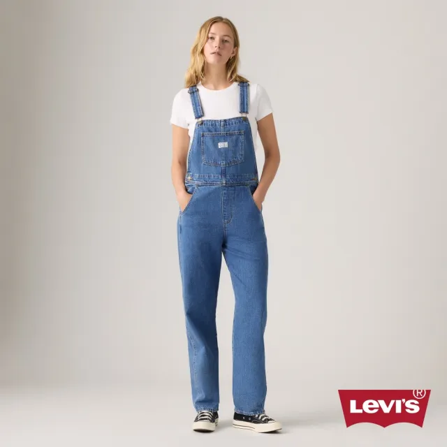 【LEVIS】女款經典丹寧牛仔寬鬆吊帶褲 熱賣單品 85315-0022