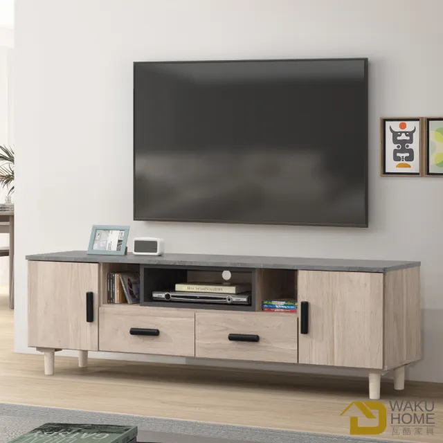 【WAKUHOME 瓦酷家具】Caribe日系木調5.3尺電視櫃-木面-A014-F810