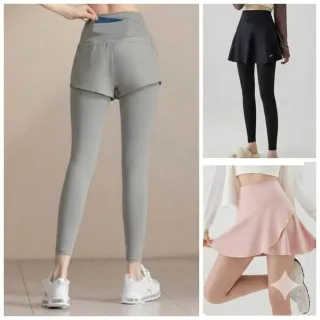 【巴黎精品】現貨+預購 高腰瑜珈褲運動長褲運動褲緊身褲內搭褲收腹顯瘦瑜伽褲(假兩件彈力2色v1ay5 2D)