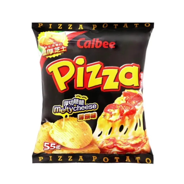 【Calbee 卡樂比】薯片任選-披薩/原味/番茄/香辣披薩(55g) 3入組