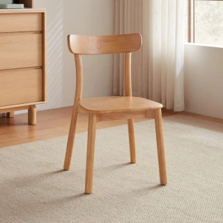 【hoi! 好好生活】Linsy林沐系列北歐風橡膠木實木餐椅2入組 原木色 UB3S